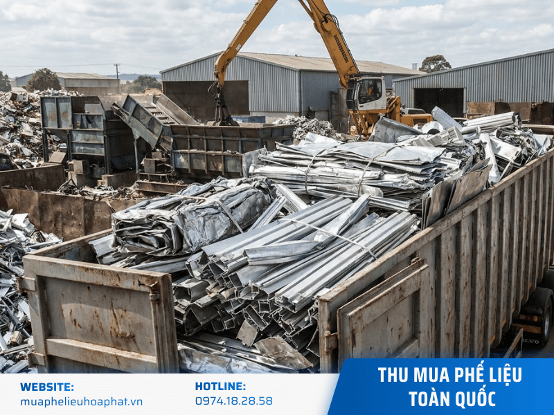 Xe tải 10 tấn vận chuyển phế liệu nhôm thu gom tận nơi về bãi Phế Liệu Hòa Phát