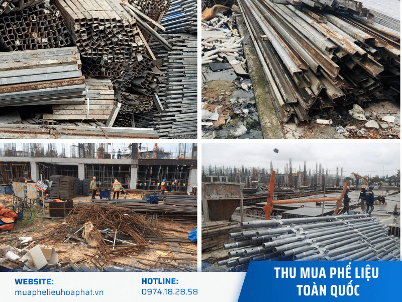 * **Thẻ Alt Text:** `Dịch vụ thu mua xà gồ sắt và giàn giáo cũ tận nơi giá cao của Phế Liệu Hòa Phát`